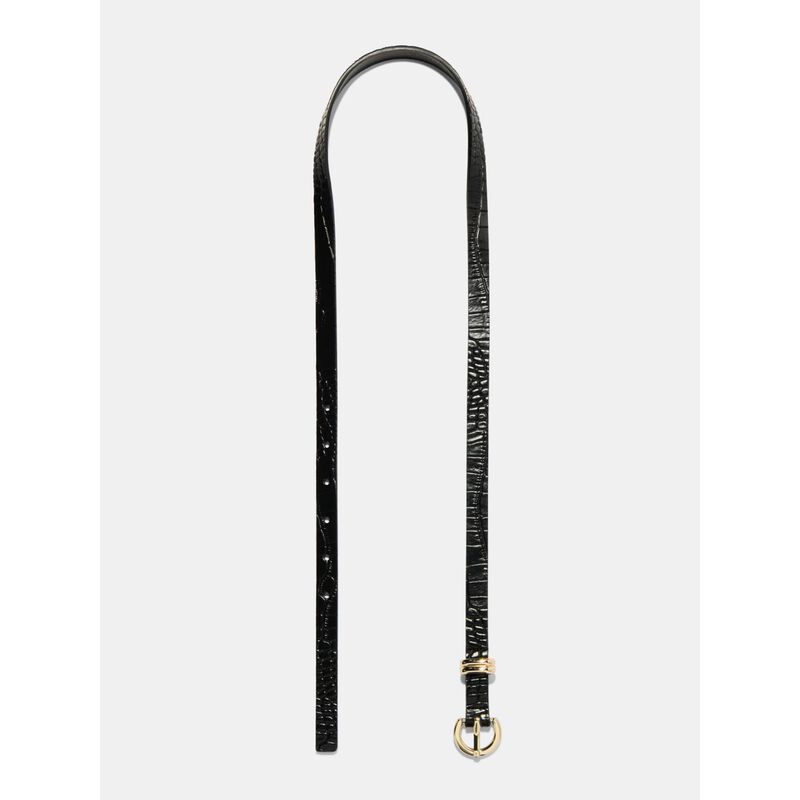 Veronika Maine Skinny Croc Embossed Leather Belt image number 1